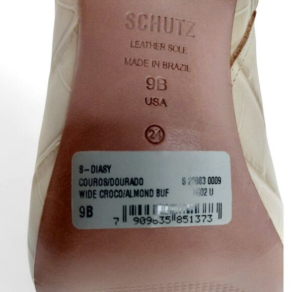 Schutz Diasy Size 9 Almond Buff Crocodile Embossed Leather Western Tall Boot - Picture 12 of 14